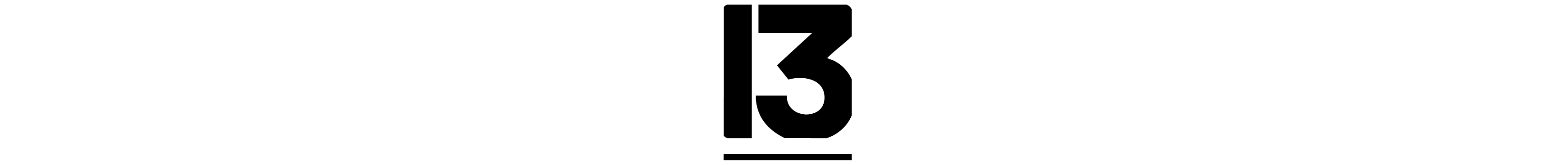 Black number '13' on a white background