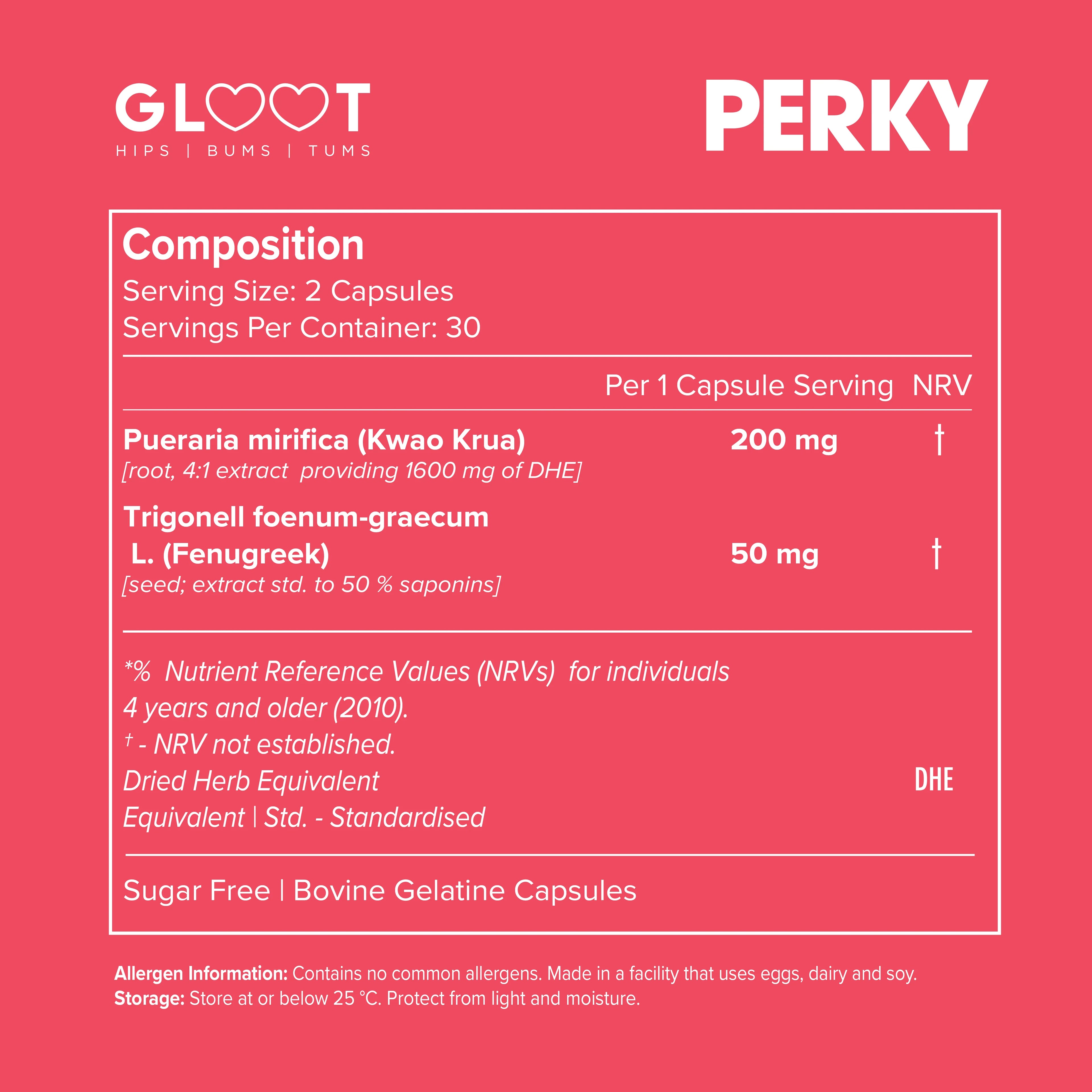 Nutritional label for a supplement product on a pink background Muscle Mecca