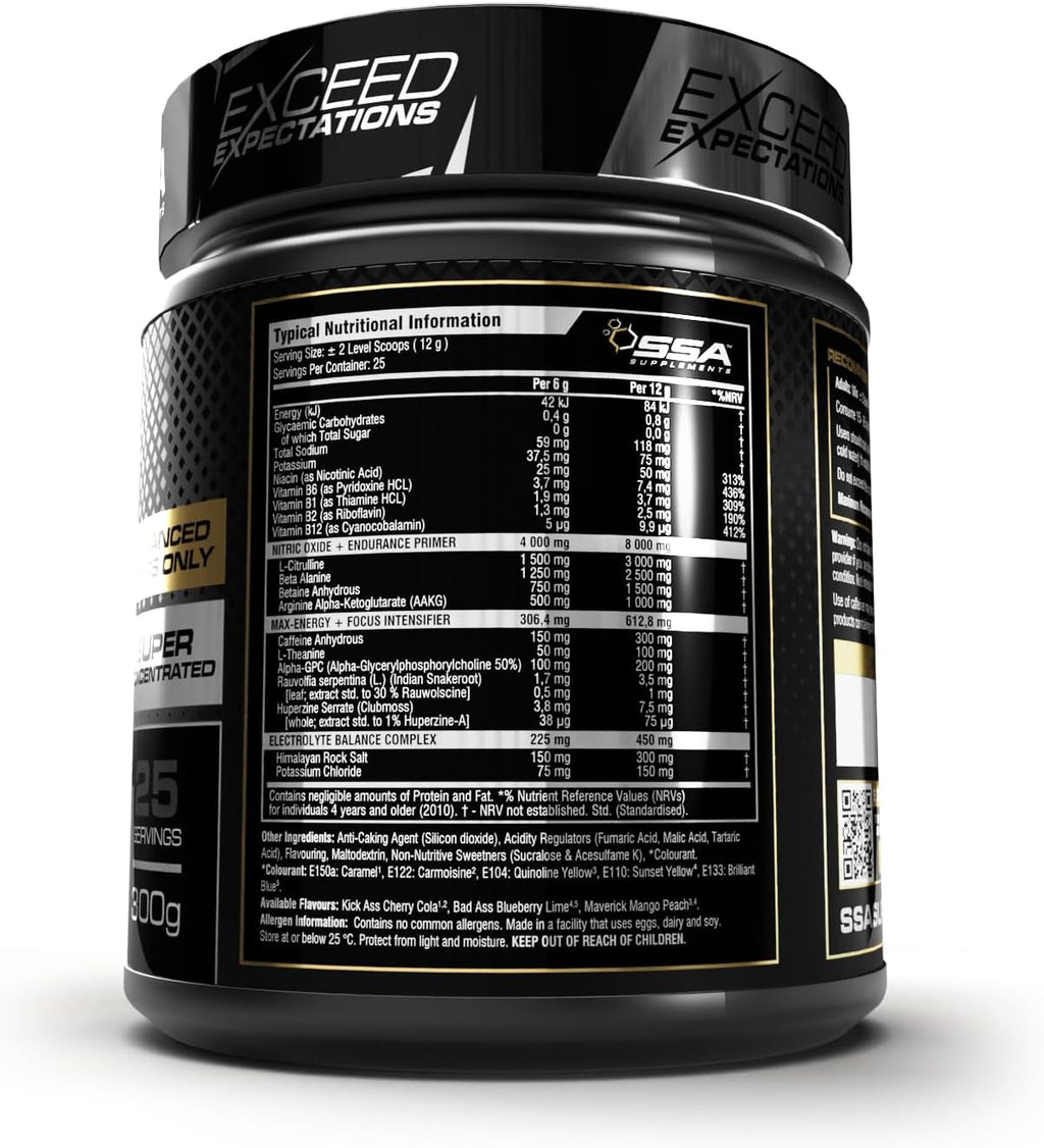 Supplement container with nutritional information label on a white background Muscle Mecca