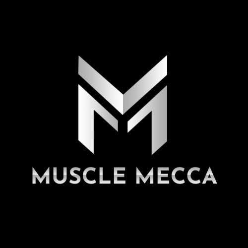 Logo of Muscle Mecca on a black background 3