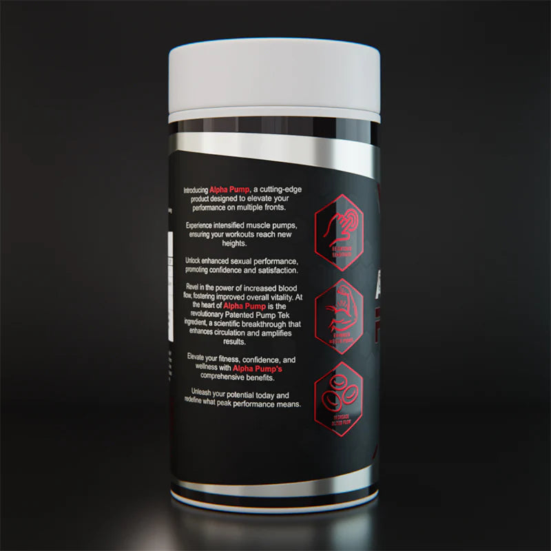 Black supplement container with white lid on a dark background Muscle Mecca