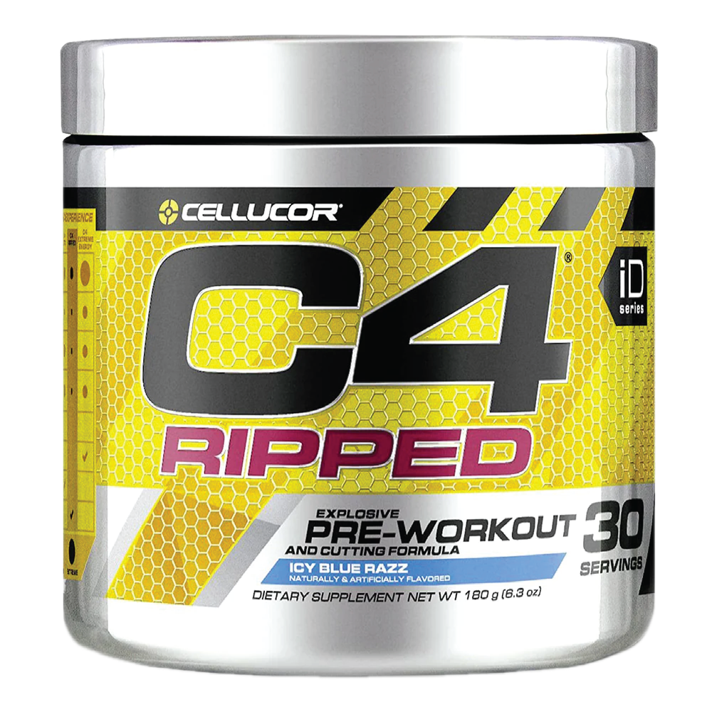 Cellucor C4 Ripped pre-workout supplement container on a white background