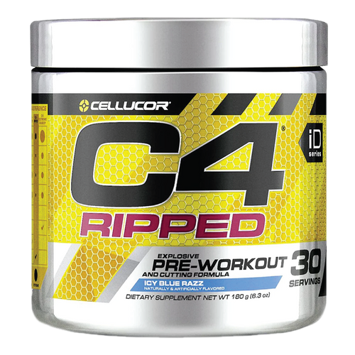 Cellucor C4 Ripped pre-workout supplement container on a white background