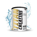 Titan Creatine supplement container with water splash on a white background Muscle Mecca