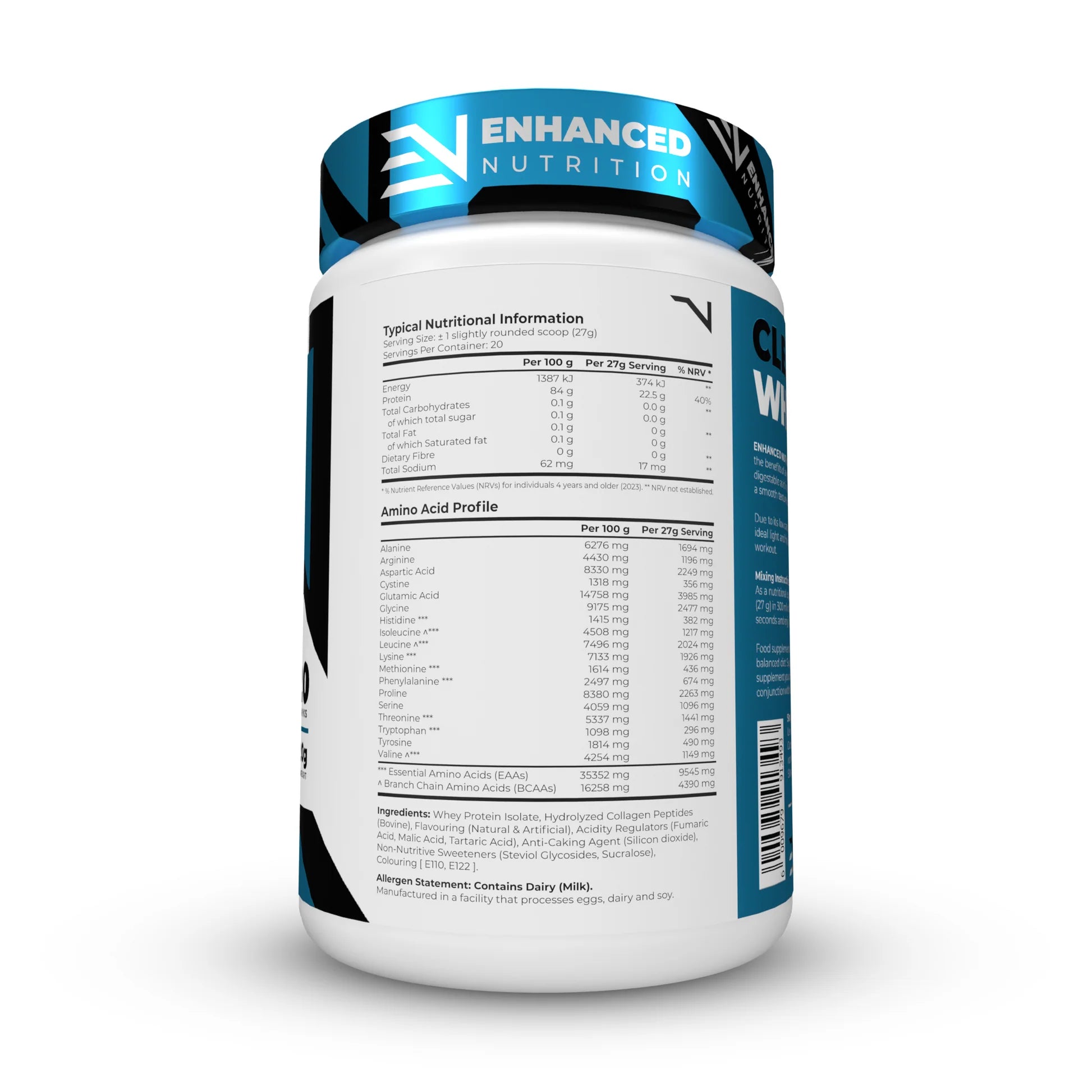 Supplement container with 'Enhanced Nutrition' branding on a white background