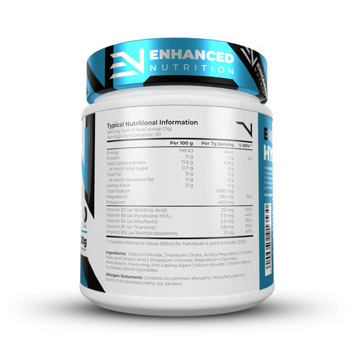 Supplement container with 'Enhanced Nutrition' branding on a white background