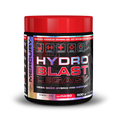 Supplement container labeled 'Hydro Blast Legacy' with red lid on a white background Muscle Mecca