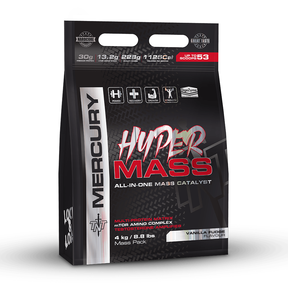 Mercury Hyper Mass supplement package on a transparent background