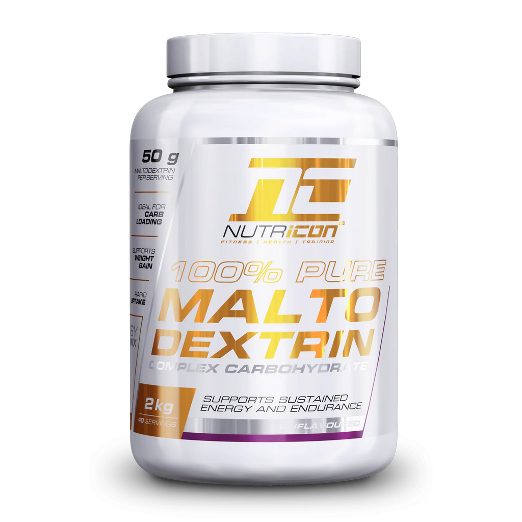 Nutricon 100% Pure Maltodextrin supplement container on a white background Muscle Mecca