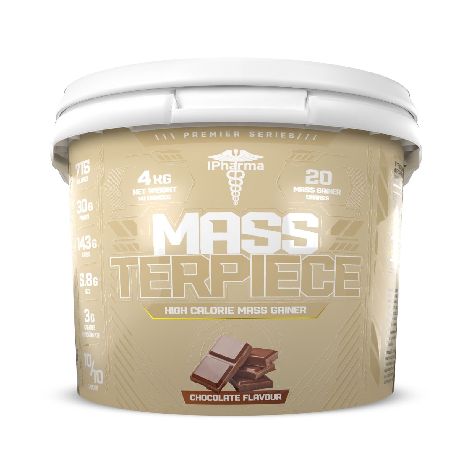 Mass gainer supplement container with 'iPharma' branding on a white background Muscle Mecca