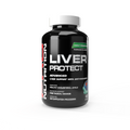 Black supplement bottle labeled 'Liver Protect' on a white background Muscle Mecca