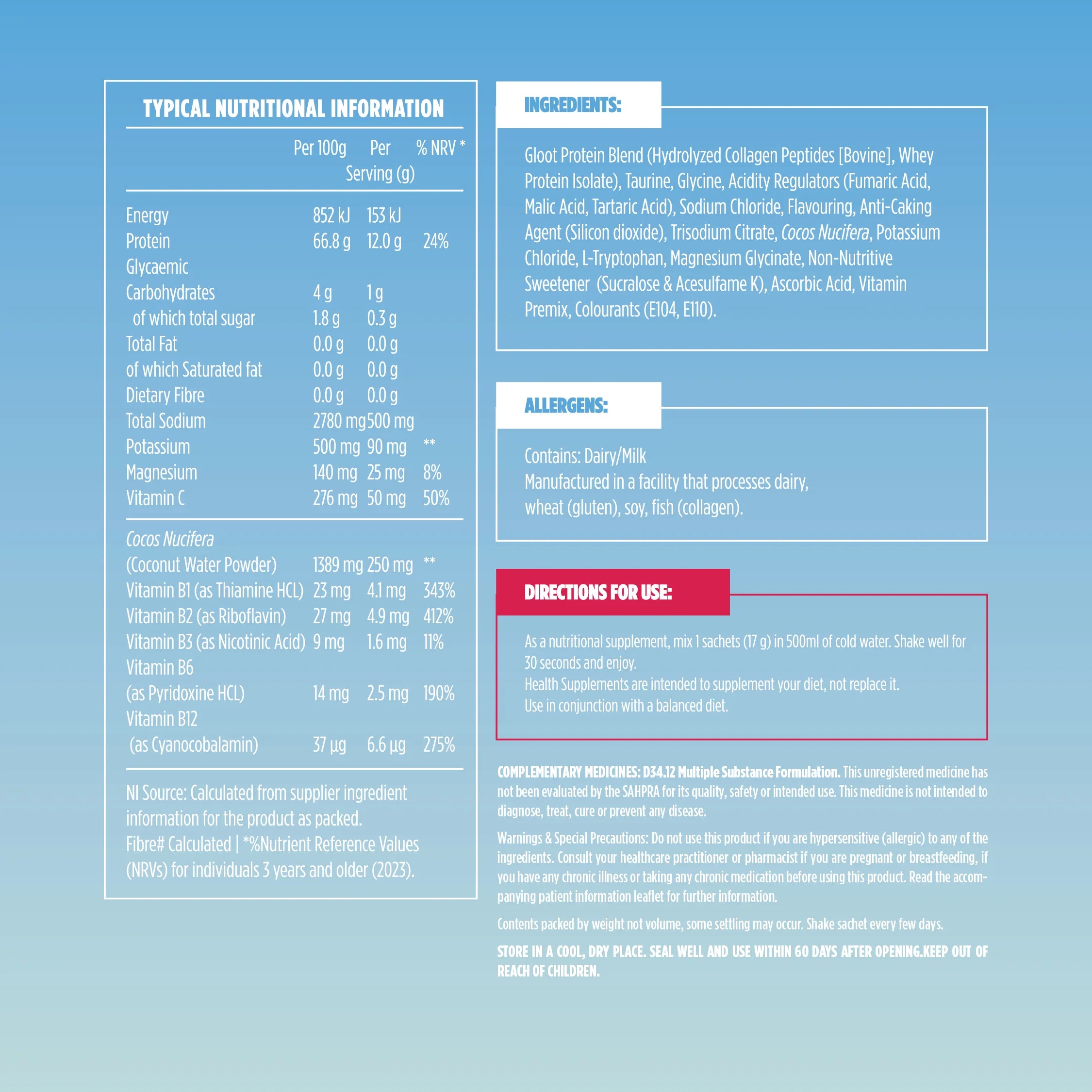 Gloot Protein Water+ Hydrate information