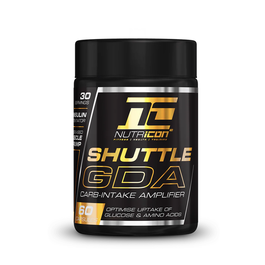 Nutricon Shuttle GDA supplement container on a white background Muscle Mecca