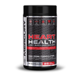 Supplement container labeled 'Heart Health' on a white background Muscle Mecca