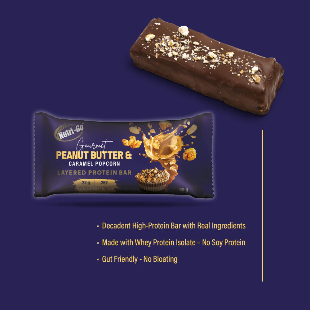 Protein bar with packaging on a dark blue background Muscle Mecca