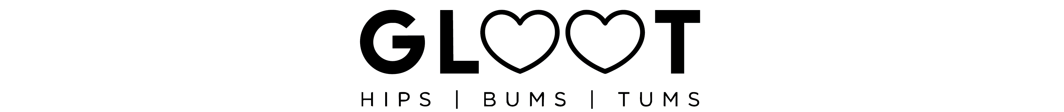 GLOOT logo with text 'HIPS | BUMS | TUMS' on a white background