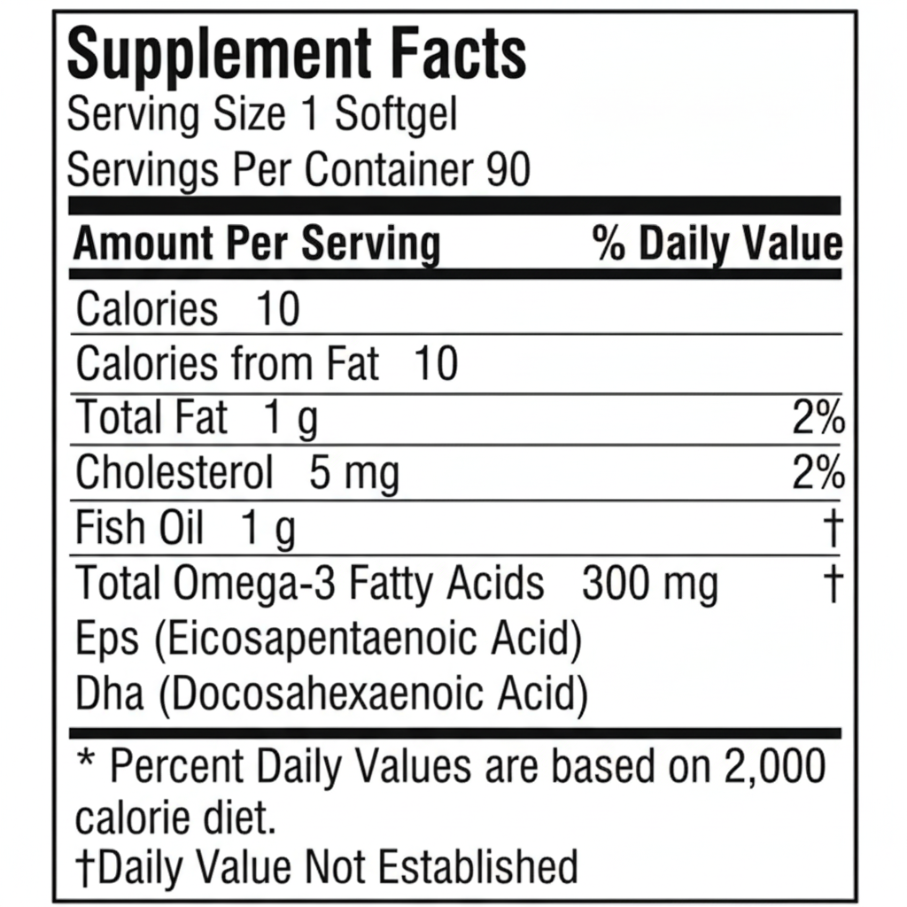 Supplement facts label for a product with nutritional information.