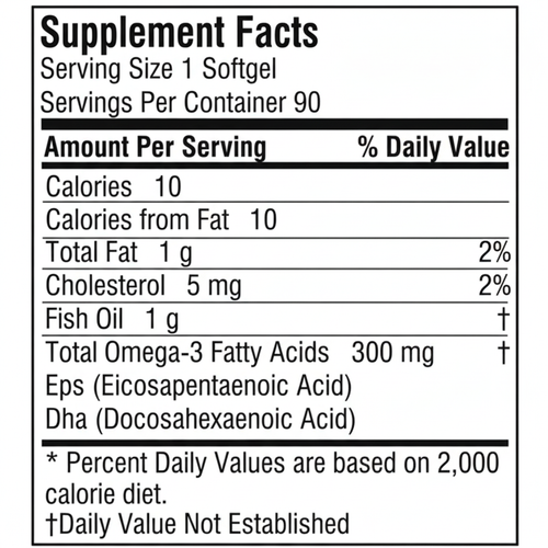 Supplement facts label for a product with nutritional information.