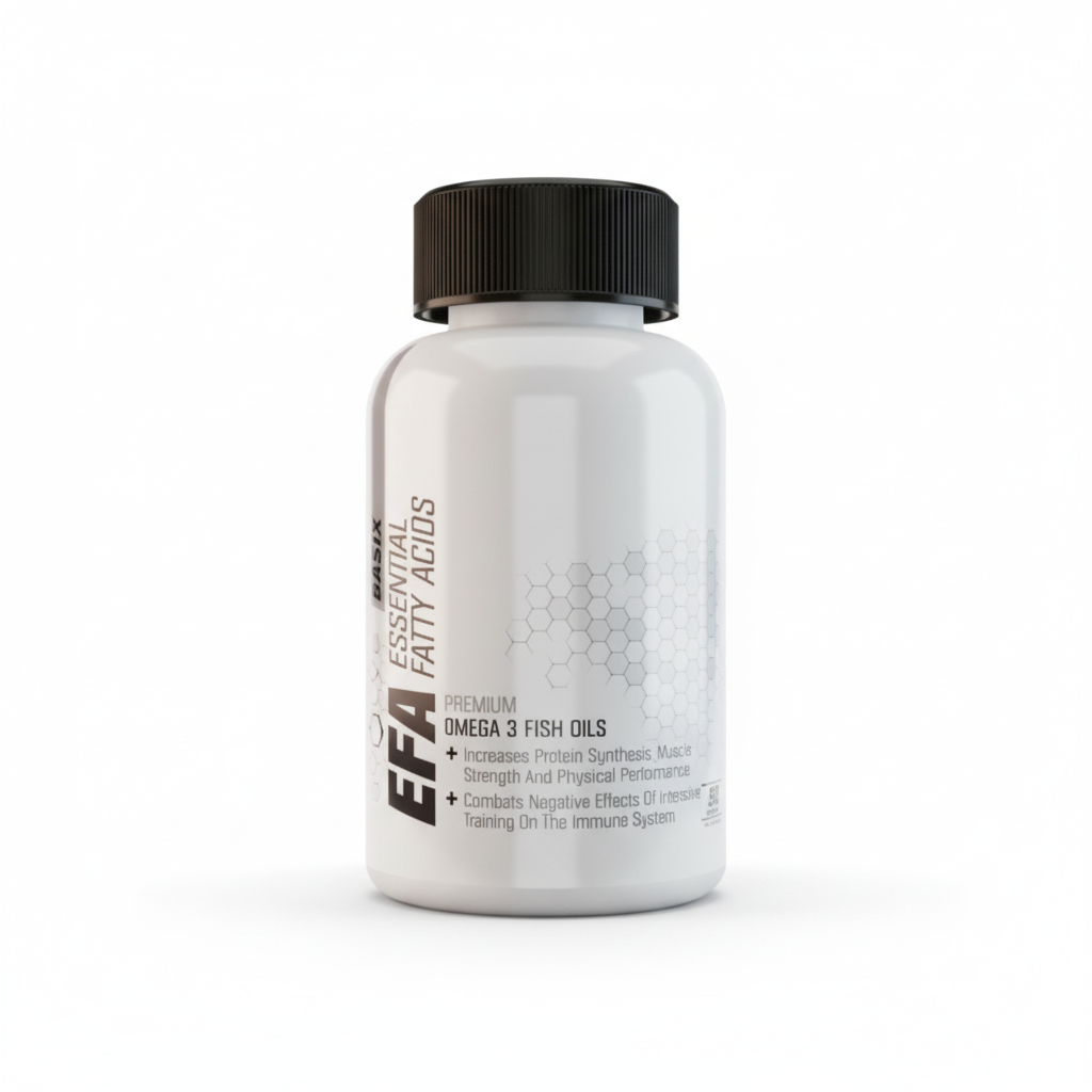 White supplement bottle with black cap on a white background muscle Mecca