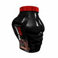 Black supplement container with red cap labeled 'Evolve Ultra-Anabolic Mass' on a white background Muscle Mecca