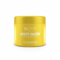 Yellow jar of 'Juicy Glow' hydrating body butter on a white background Muscle Mecca