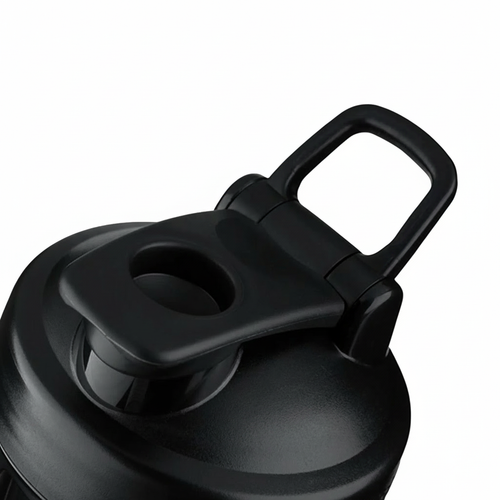 Close-up of a black water bottle cap on a white background Muscle Mecca