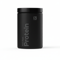 Black protein container with 'Protein' and '100% Plant' text on a white background Muscle Mecca
