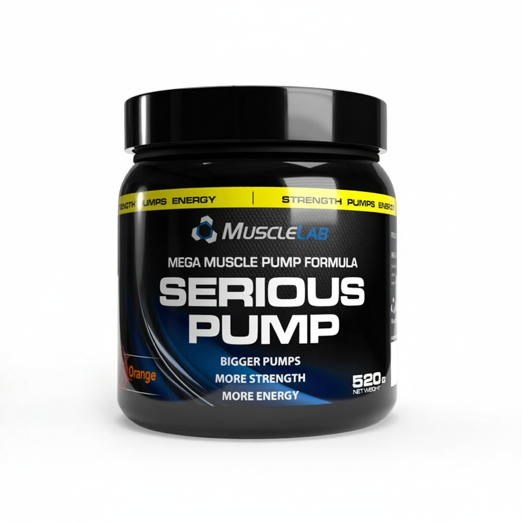 MuscleLab Serious Pump supplement container on a white background