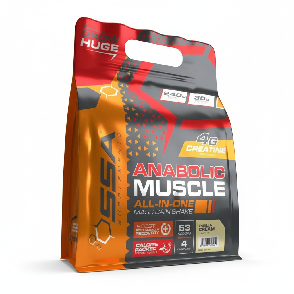 Supplement package for anabolic muscle gain on a white background SSA Anabolic Muscle Muscle Mecca