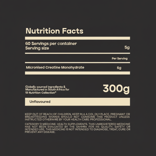 Nutrition facts label for a product on a black background