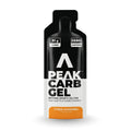 Peak Carb Gel packaging with black and white design on a white background Muscle Mecca