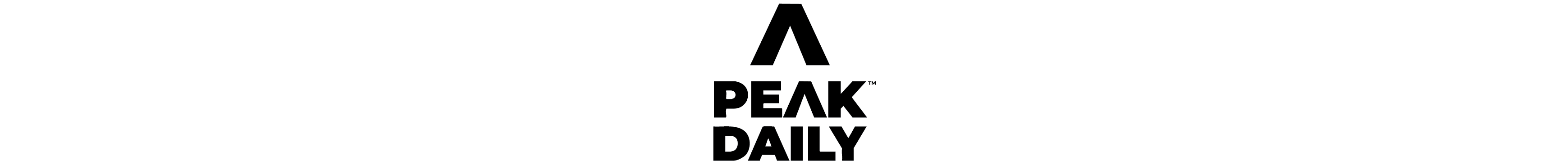 Logo of Peak Daily with a black triangle and text on a white background